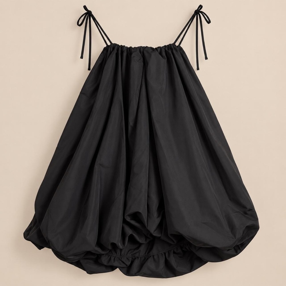 Old Navy The Occasion Black Bubble Mini Dress NWT Size L Tie Strap 759357-00